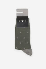Fifty Outlet Calcetines media caña con miniprint geométrico Kaki Oscuro