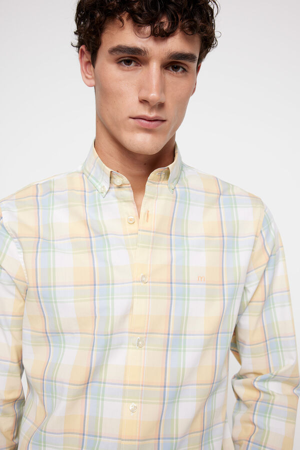 Fifty Outlet Camisa Chambray Cuadros Amarillo