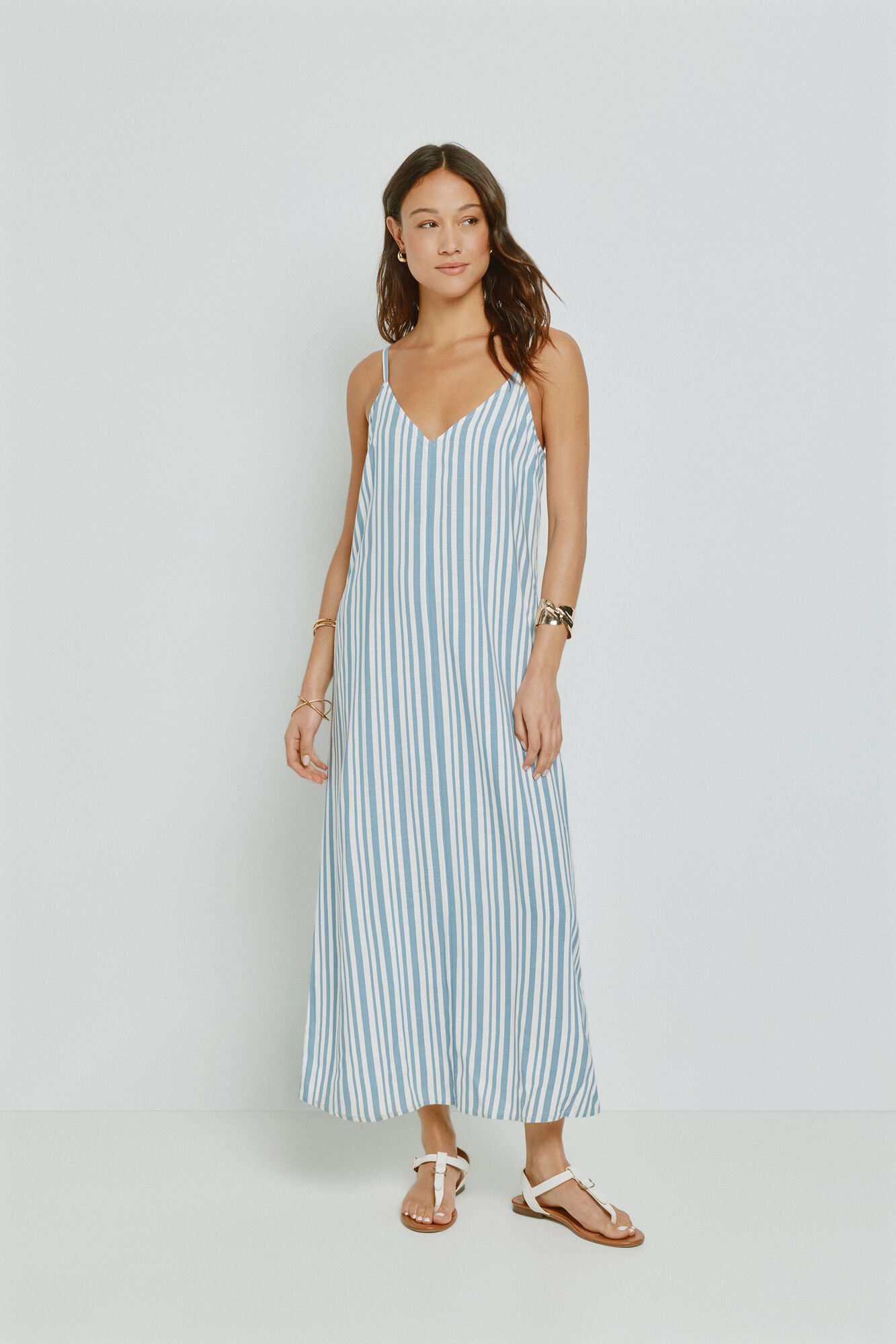 Milano Vestido con escote en pico y tirantes