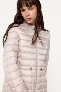 Fifty Outlet Abrigo acolchado cuello alto corte cintura Beige