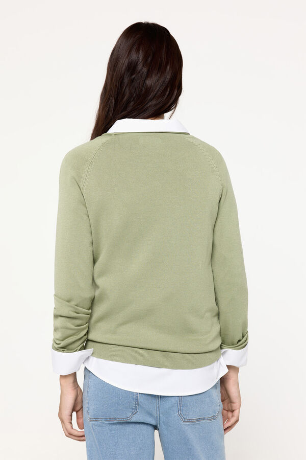 Fifty Outlet Suéter de tejido de viscosa cuello barco Verde