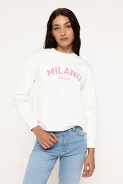 Fifty Outlet Sudadera logo estampado cuello rib Marfil