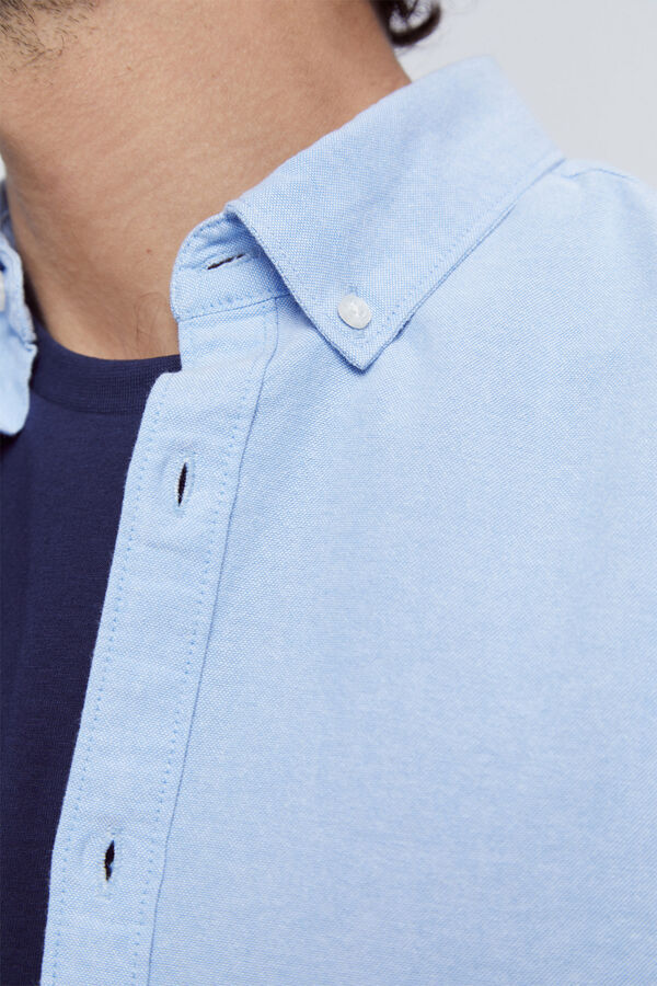 Milano Camisa Oxford Lisa Bolsillo Azul
