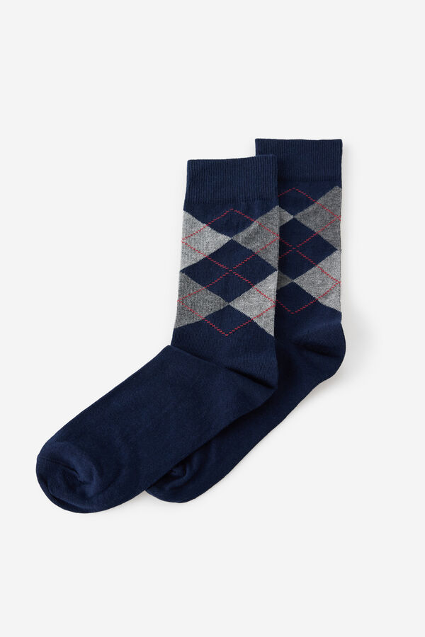 Fifty Outlet Calcetines fantasía con rombos grises Navy