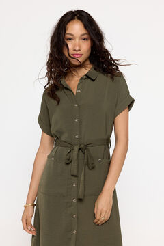 Fifty Outlet Vestido Camisero Kaki Oscuro