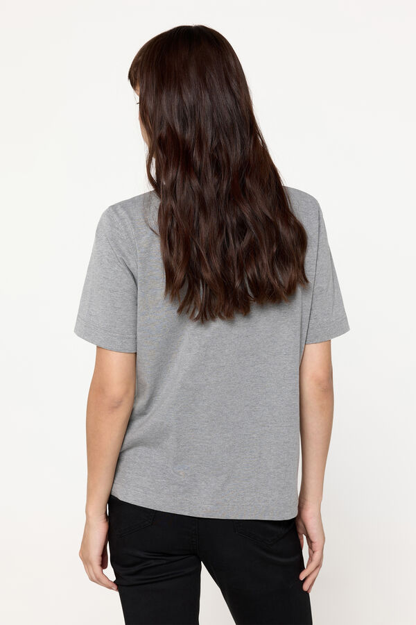 Fifty Outlet Playera gris melange manga corta de algodón Gris