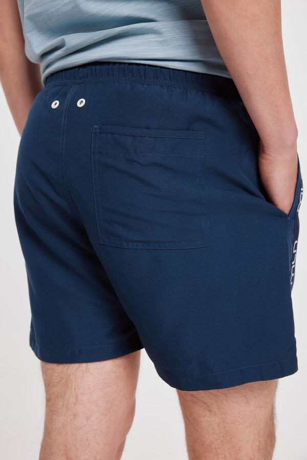 Fifty Outlet Bañador liso con cinta milano lateral Navy