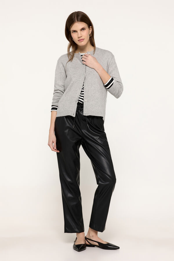 Fifty Outlet Chaqueta de tejido tacto suave botones en el delantero Gris Oscuro
