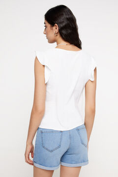 Fifty Outlet Blusa fruncido escote. Blanco