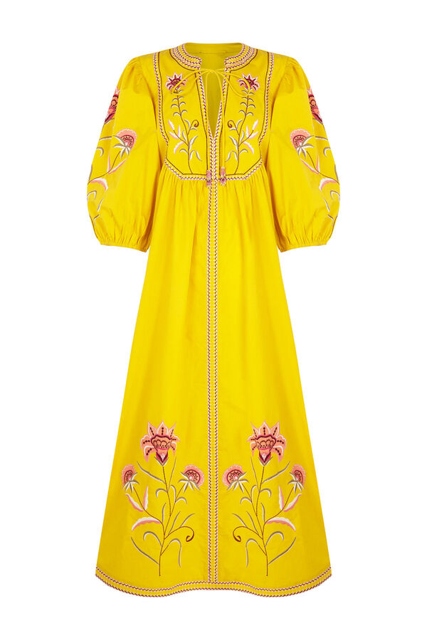 Pedro del Hierro Vestido t&uacute;nica bordados Amarillo