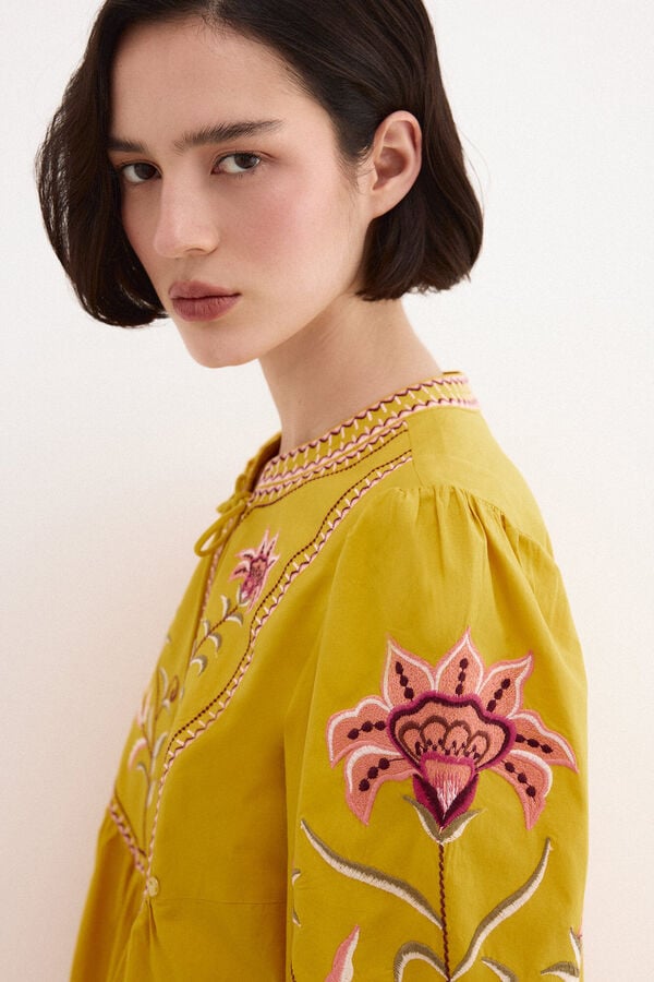 Pedro del Hierro Vestido t&uacute;nica bordados Amarillo