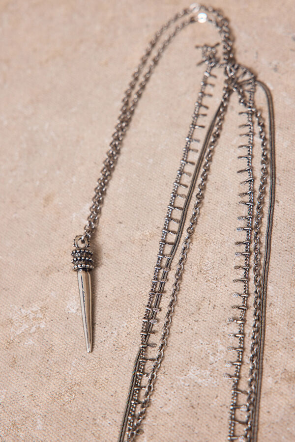 Slowlove Collar multicadenas Gris