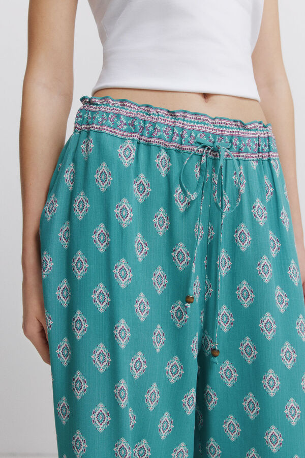 Springfield Pantal&oacute;n estampado r&uacute;stico con cord&oacute;n verde