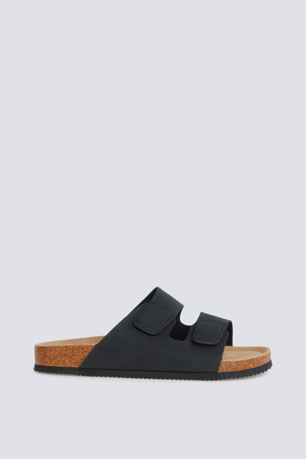 Springfield Sandalia de doble tira con velcro negro