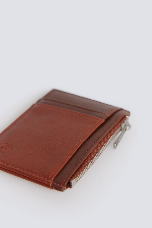 Springfield Monedero tarjetero de efecto piel bicolor nude