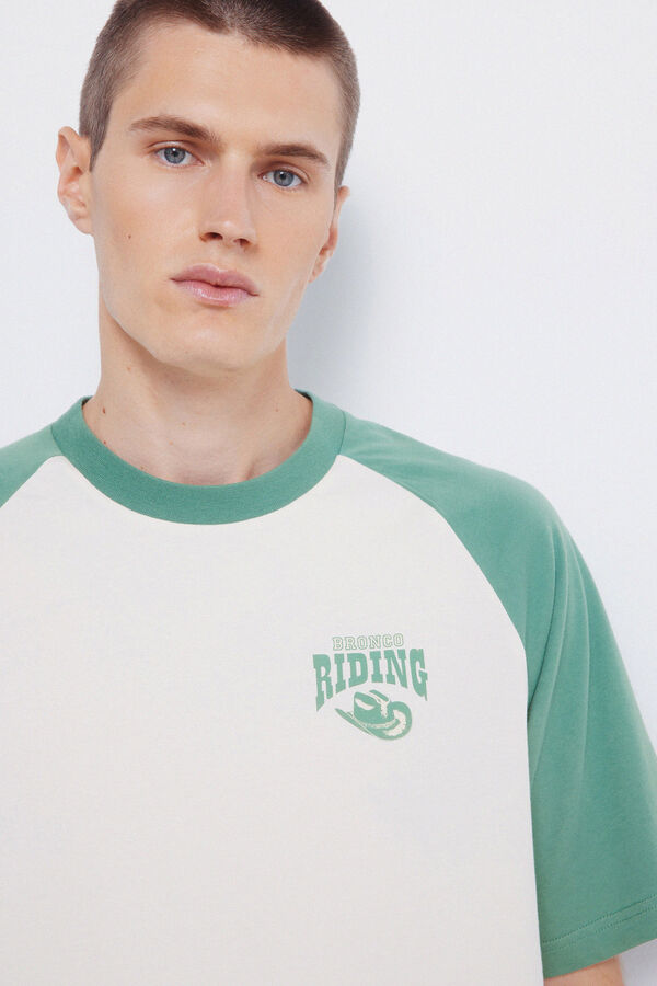 Springfield Playera de montar en un Bronco verde