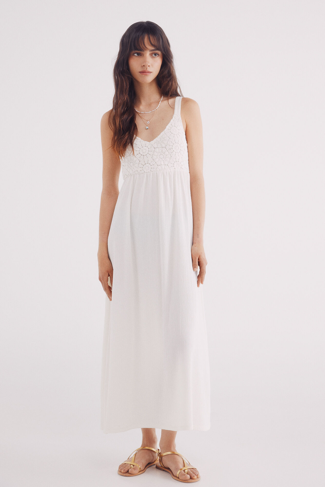 Springfield Vestido midi combinado crochet