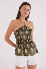Springfield Top con estampado escote verde