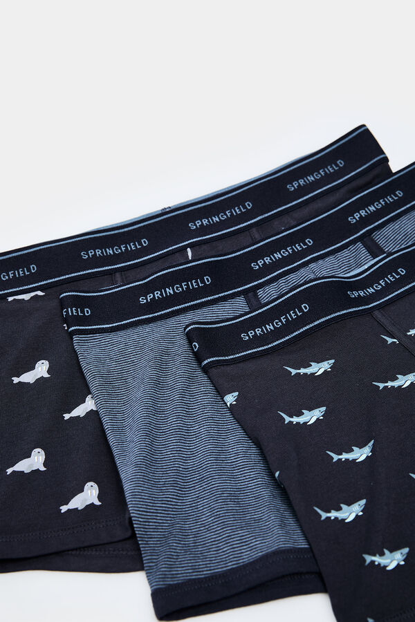 Springfield Pack 3 bóxers animales marinos azul