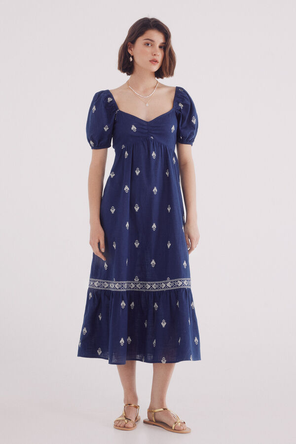 Springfield Vestido midi cenefa volante azulado