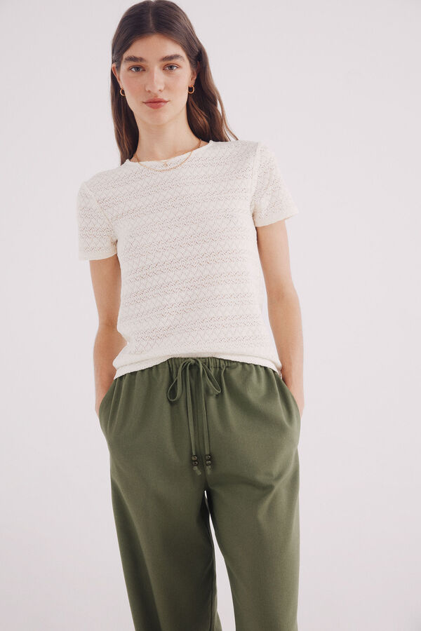 Springfield Pantalón lino ancho verde