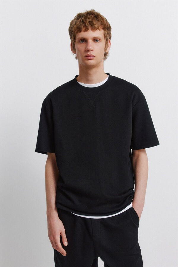 Springfield Playera de tela waffle negro