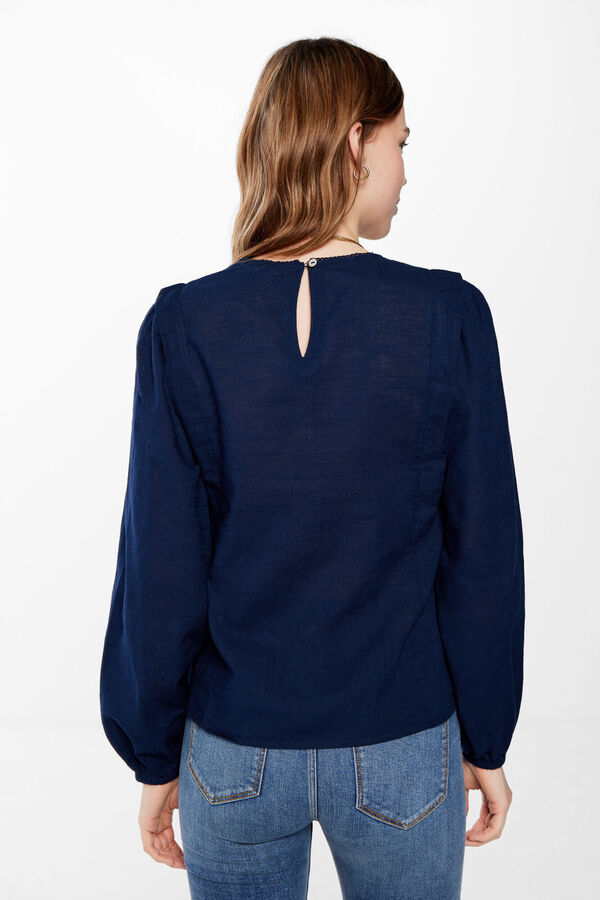 Springfield Blusa bordado pechera azul
