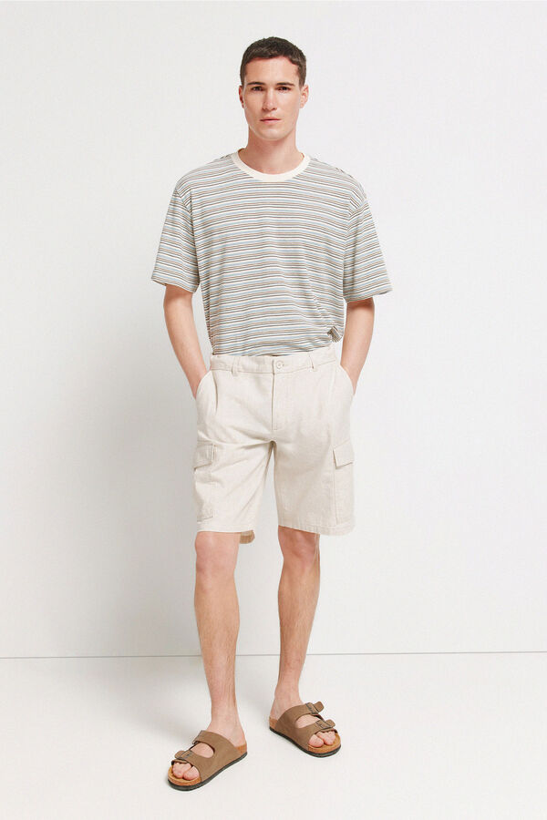 Springfield Bermudas comfort fit de lino beige