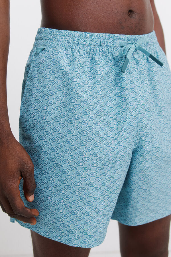 Springfield Traje de ba&ntilde;o estampado de peces azul