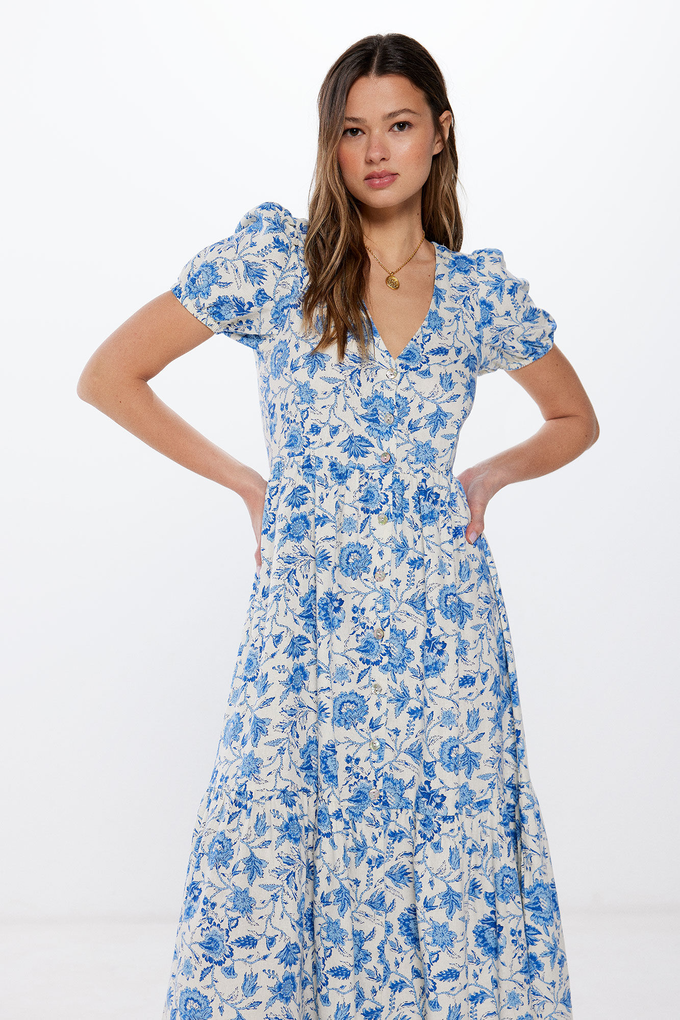 Vestido midi lino Vestidos para mujer WomenSecret MX