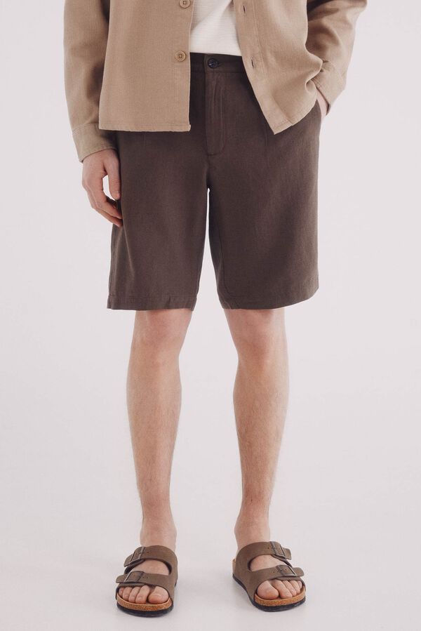 Springfield Bermuda lino slim fit café