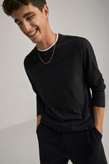 Springfield Playera piqué manga larga negro