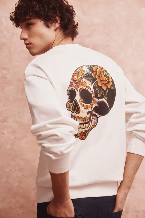 Springfield Sudadera con tatuaje de sudadera marfil