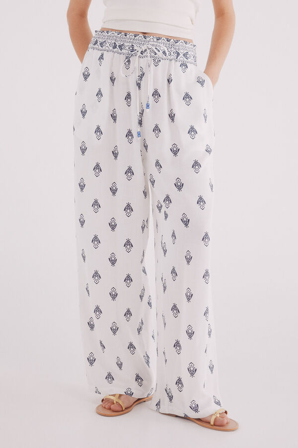 Springfield Pantalón fluido estampado estampado