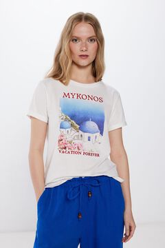 Springfield Playera Gráfica Paisaje beige