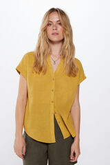 Springfield Blusa cuello mao M/C algodón lino amarillo