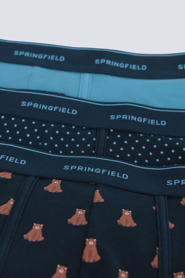 Springfield Pack 3 bóxeres oso y puntos azul
