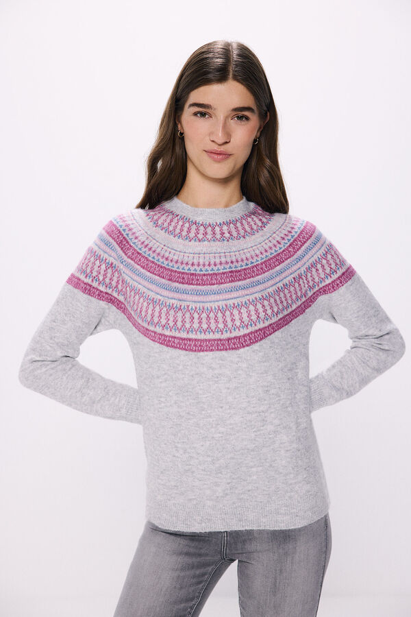 Springfield Su&eacute;ter cenefas jacquard violeta gris