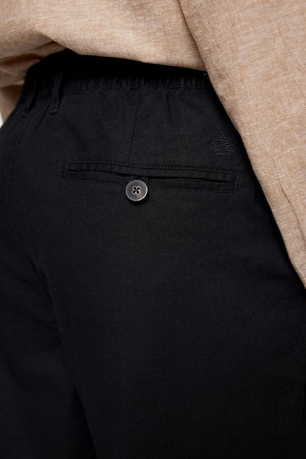 Springfield Pantalón chino lino negro