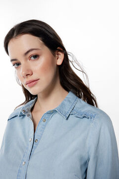 Springfield Blusa jean mini volantes azul tinta