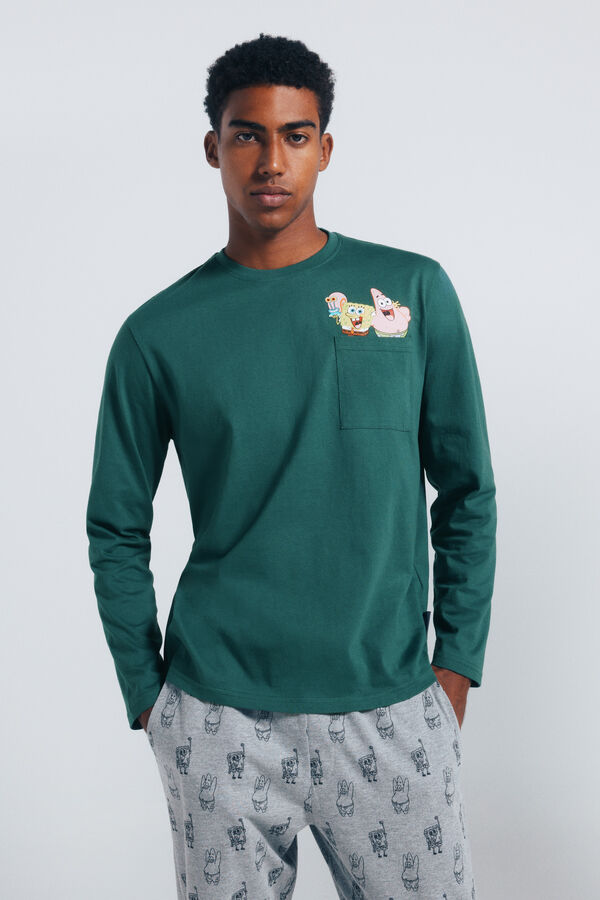 Springfield Pijama larga Bob Esponja verde