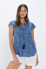 Springfield Blusa fluida estampada azul medio