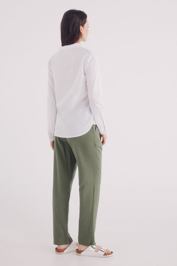 Springfield Pantalón básico lino kaki