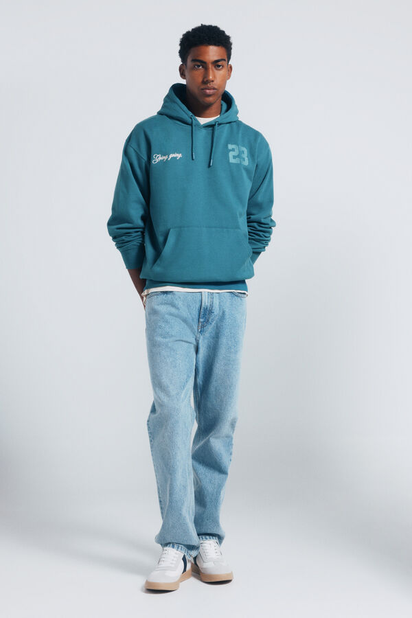 Springfield Sudadera con capucha y estampado de béisbol azul