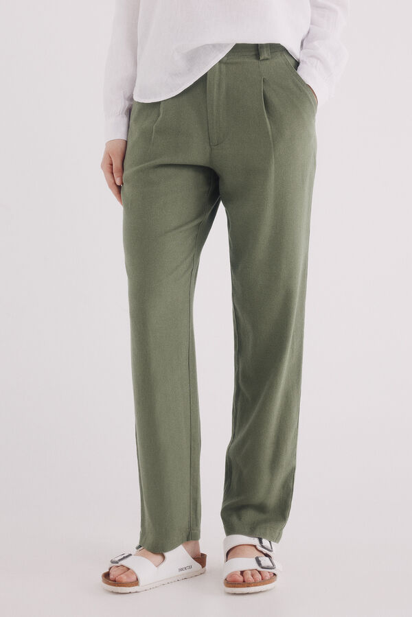 Springfield Pantalón básico lino kaki