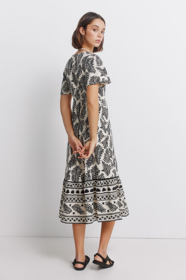 Springfield Vestido midi camisero estampado caf&eacute;