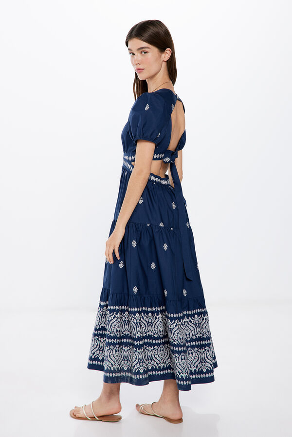 Springfield Vestido Midi Aberturas Laterales azulado