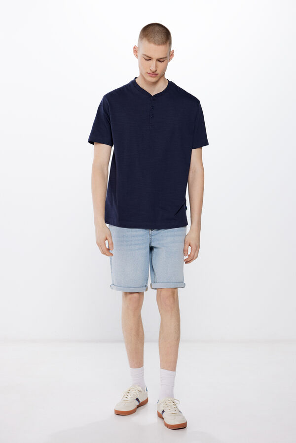 Springfield Playera cuello panadero azul