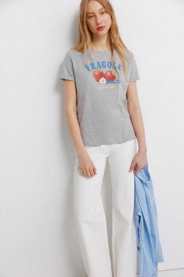 Springfield Playera con estampado de fruta gris