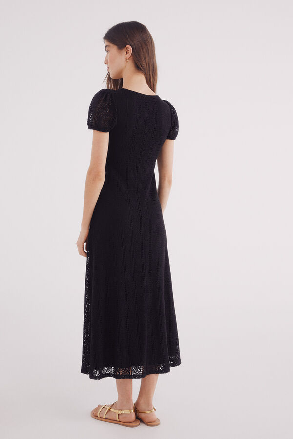 Springfield Vestido midi abertura escote negro